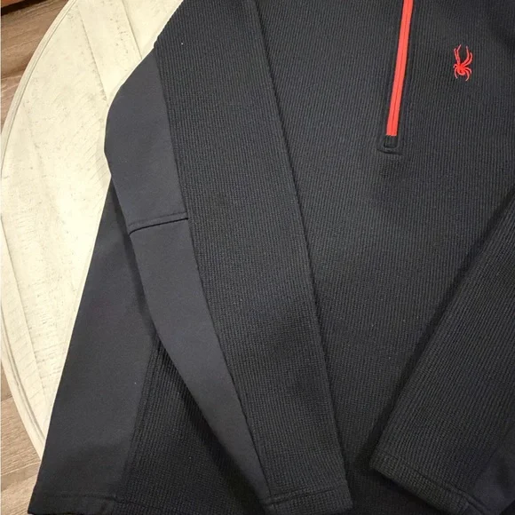 Spyder Sweater Men's XXL Black 1/4 Zip Pullover Long Sleeve - Picture 5 of 14